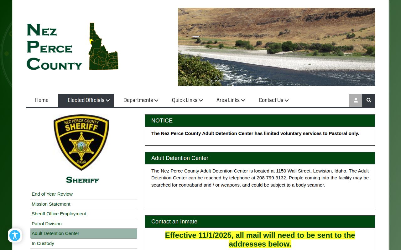 Nez Perce County Adult Detention Center release source