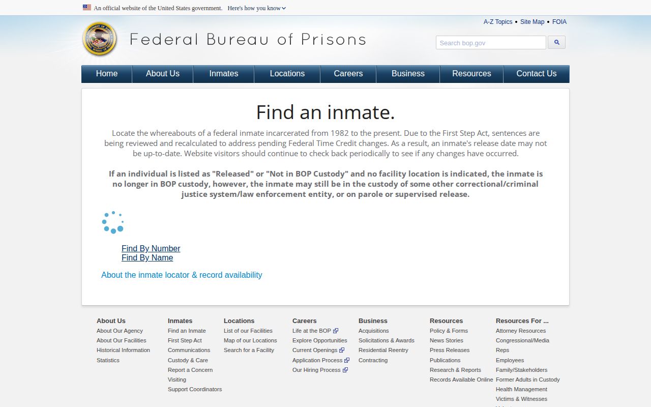Federal Bureau of Prisons release locator for Lewis County